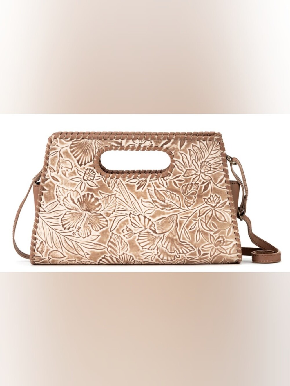 The Sak Camarillo Clutch in Tobacco Botanical Floral